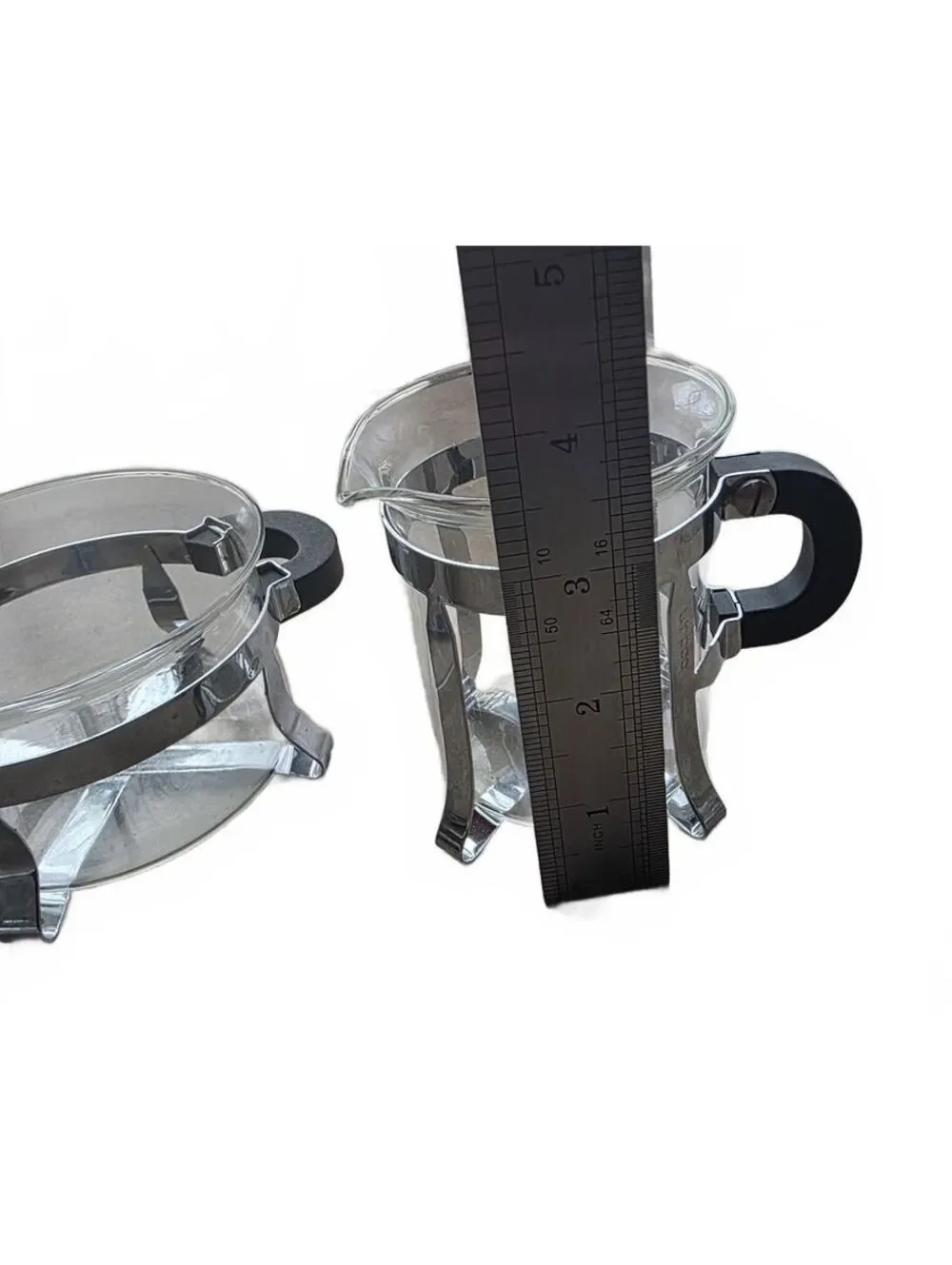 Vintage Bodum Chambord Sugar and Creamer Set Glass & Chrome Mid-Century Modern